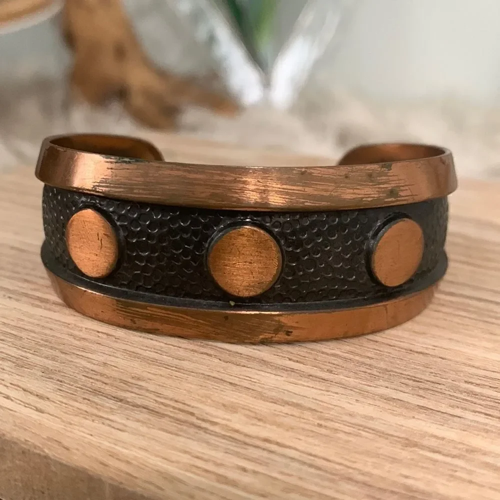 Vintage Copper Cuff Bracelet Marked Solid Copper‎